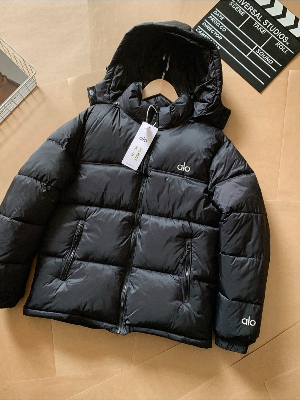 ALO Yoga Kids Black Hooded Puffer Jacket